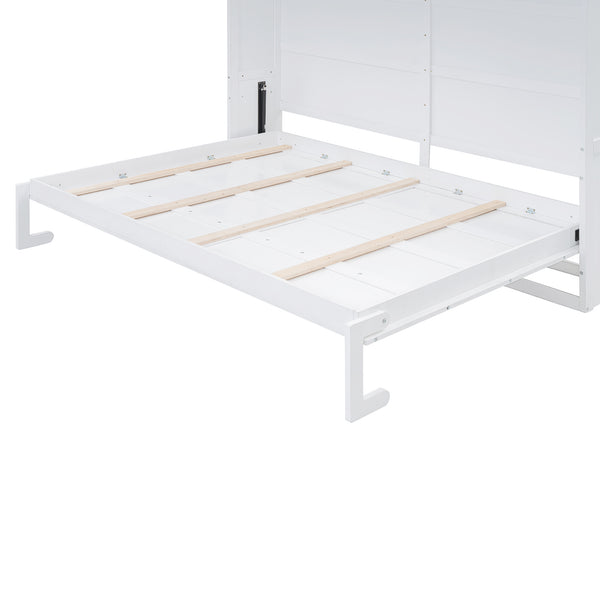 English Elm Full Size Murphy Wall Bed with Top Cabinet Storage for Studio or Guest Room LP006664AAK-1