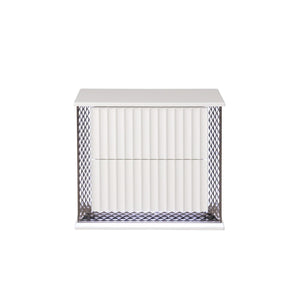 English Elm Fabio Contemporary Queen 5Pc Bedroom Set With Led Lighting, Diamond Accents & White Wood Finish P2 B009S01582-GIGA