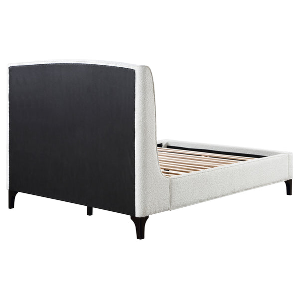 English Elm Theodore Boucle Wingback Queen Bed Sculptural Upholstered Frame for Modern Bedrooms B062S01637