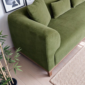 English Elm Richardson Velvet Sofa Scandinavian Minimalist Living Room Seat with Solid Wood Base Green B183P493697