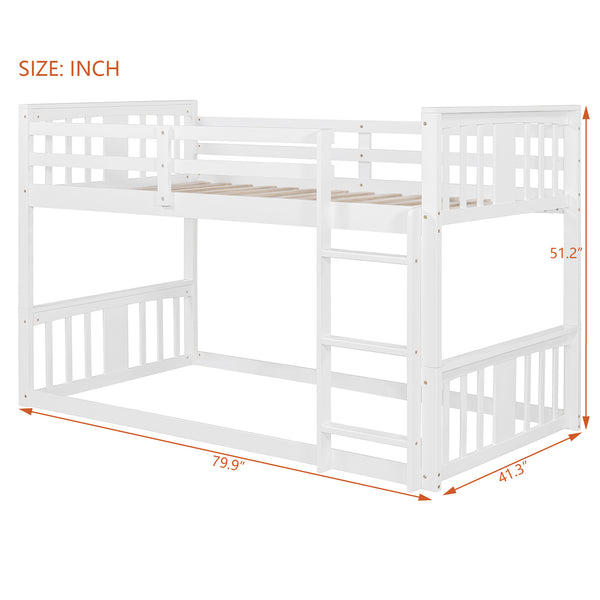 English Elm Twin Over Bunk Bed Solid Pine Frame Gray Finish with Guardrail for Kids N708P429640K