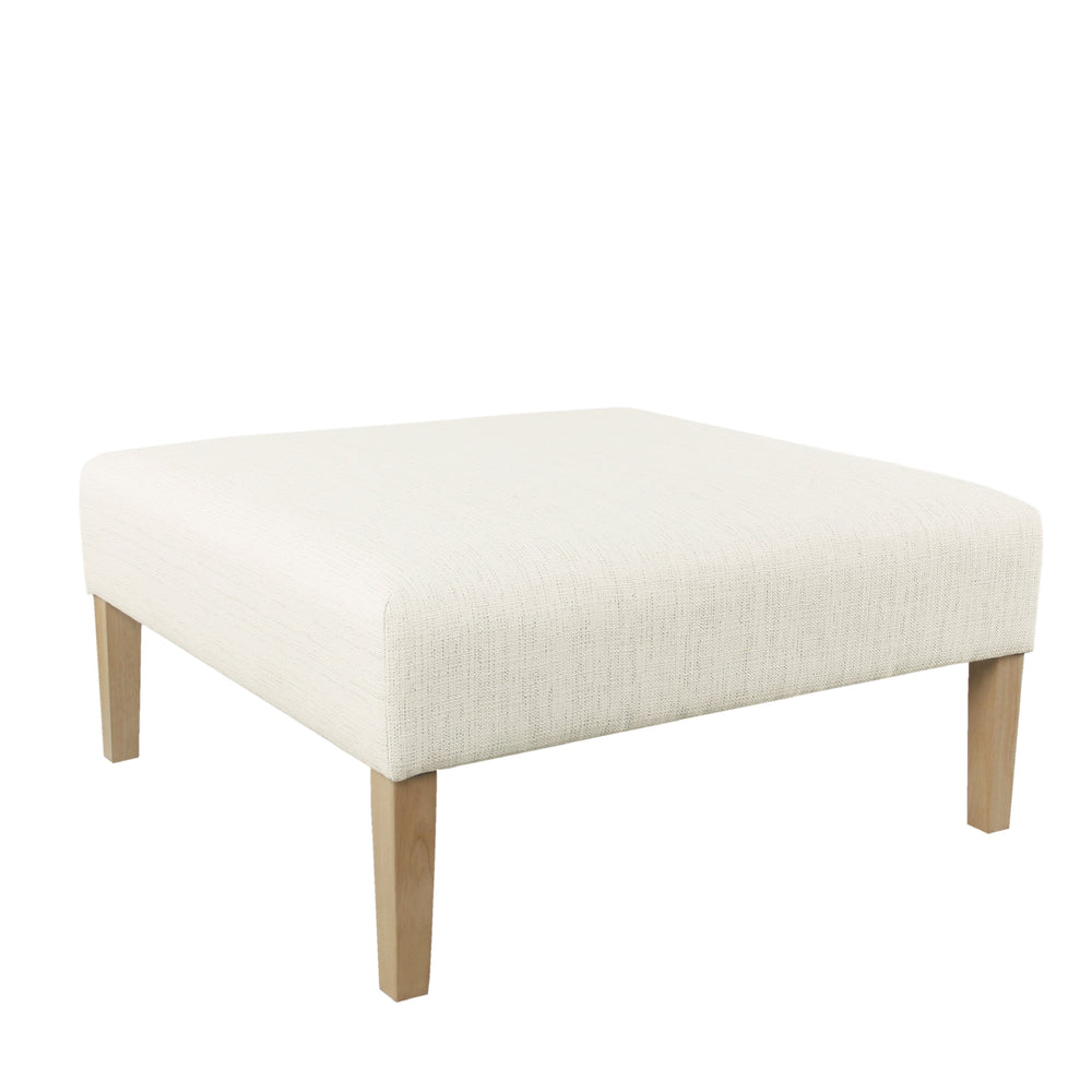 English Elm Dan Woven Cream Upholstered Ottoman Coffee Table with Hardwood Legs for Living Room B056P416999