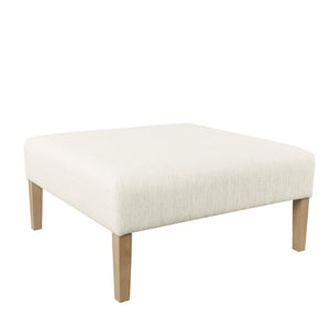 English Elm Dan Woven Cream Upholstered Ottoman Coffee Table with Hardwood Legs for Living Room B056P416999