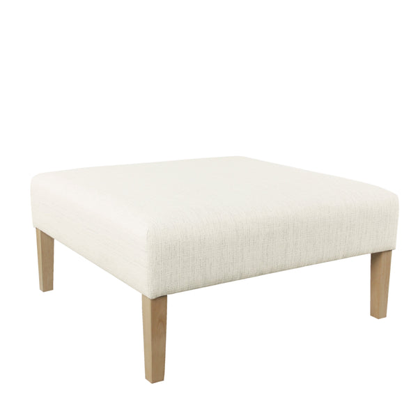 English Elm Dan Woven Cream Upholstered Ottoman Coffee Table with Hardwood Legs for Living Room B056P416999