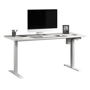 English Elm Sit/Stand Desk In Modern White Finish With Ergonomic Height Adjustment & Integrated Charging Options B356P402616-GIGA