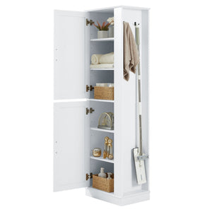 English Elm Tall Bathroom Storage Cabinet - Freestanding Mdf Organizer With Adjustable Shelves & Modern White Finish N725P241834K-GIGA