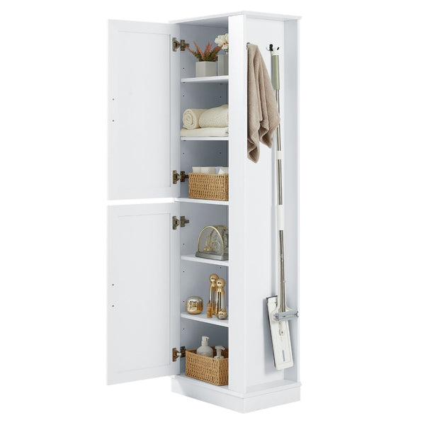 English Elm Tall Bathroom Storage Cabinet - Freestanding Mdf Organizer With Adjustable Shelves & Modern White Finish N725P241834K-GIGA