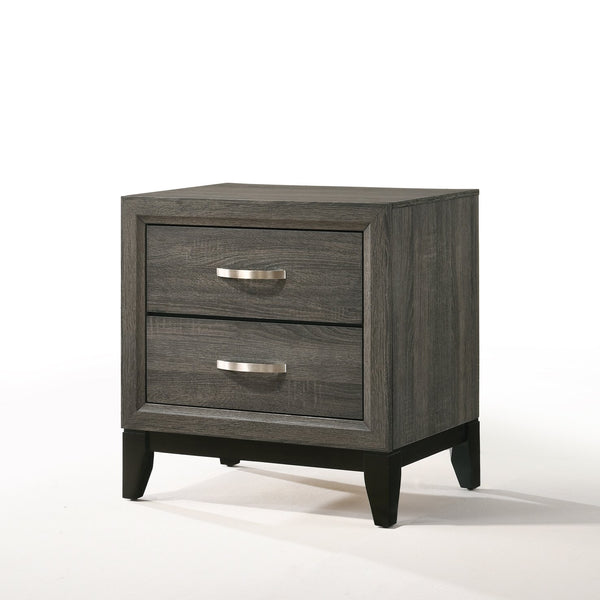 English Elm Weathered Weathered Grey 2-Drawer Nightstand with Rustic Finish, Ample Storage, Compact 25"H x 24"W B062P209015