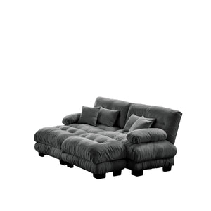 English Elm Cloud Chenille Sleeper Sofa - Modern 2-Seater With Pillows & Ottomans For Cozy Living Room Style W714S01018