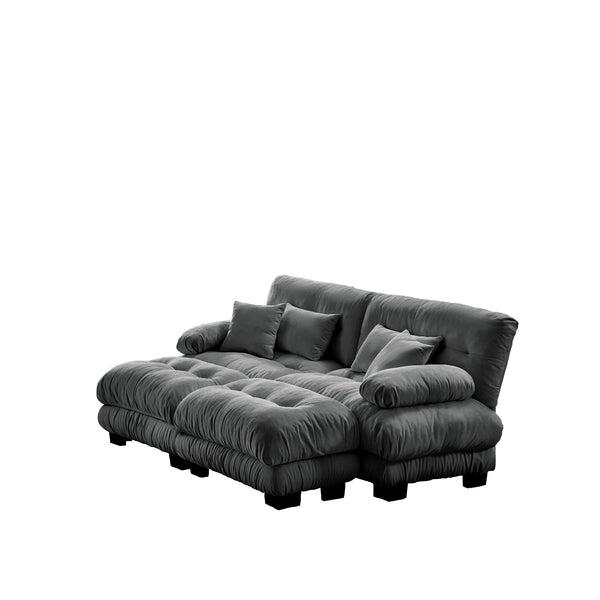 English Elm Cloud Chenille Sleeper Sofa - Modern 2-Seater With Pillows & Ottomans For Cozy Living Room Style W714S01018