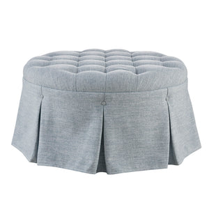 JLA Home Martha Stewart - Skirted 32" Round Ottoman with Button-Tufted Top and Pleated Skirt — Versatile Seat & Footrest MT101-0179
