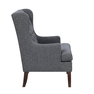 English Elm 1Pc Button-Tufted Dark Gray Accent Chair With Foam Cushion For Elegant Living Room & Office Decor B011P287708