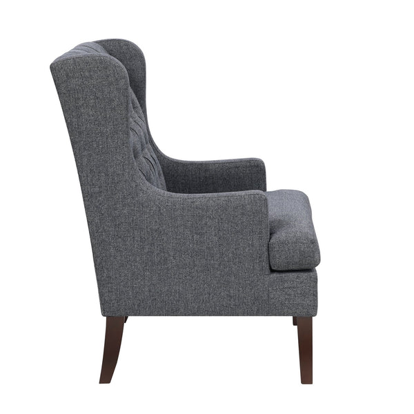 English Elm 1Pc Button-Tufted Dark Gray Accent Chair With Foam Cushion For Elegant Living Room & Office Decor B011P287708