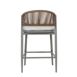 English Elm Christopher Knight Home® - Outdoor 26" Height Metal Frame Counter Stools Set Of 2 With Rattan Backrest & Cushions, Matte Grey N772P245123G