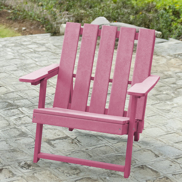 English Elm Shoreline Recycled Hdpe Folding Adirondack Chair Fully Assembled Modern Patio Seating Burgundy B2745P409686