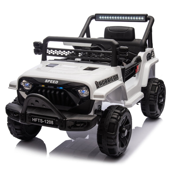 English Elm 12v Kids Electric Ride on Truck with Parental Remote Four Wheel Suspension and Led Lights White W1578P187457