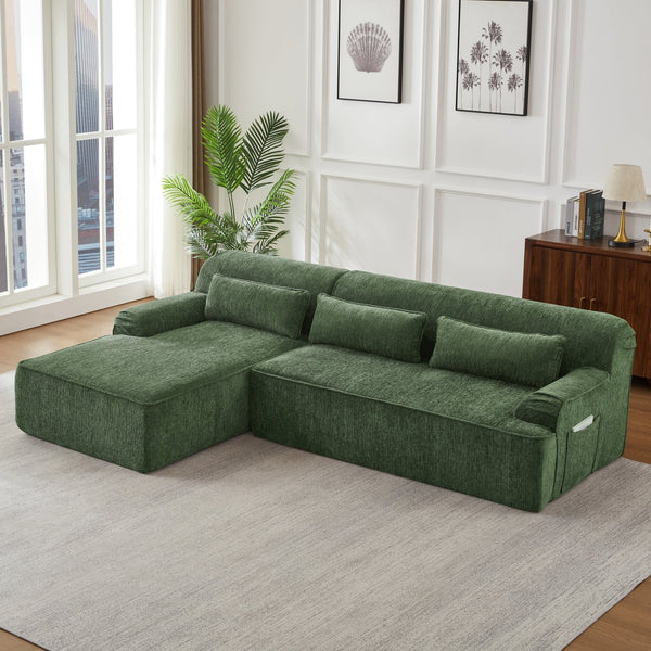English Elm Chenille L-Shape Oversized Sofa - Plush, No Assembly Minimalist Couch For Living Rooms & Apartments W2339S00068