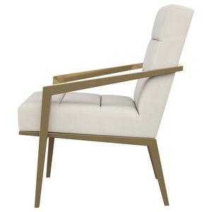 English Elm Merriman Upholstered Metal Arm Accent Chair with Gold Frame, Sculpted Sloping Arms and Luxe Comfort (96) Cream B062P299926
