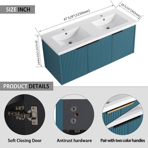 English Elm 48" Modern Wall-Mounted Bathroom Vanity With Resin Double Sink & Soft-Close Doors For Stylish Storage P1 W999S00351-GIGA