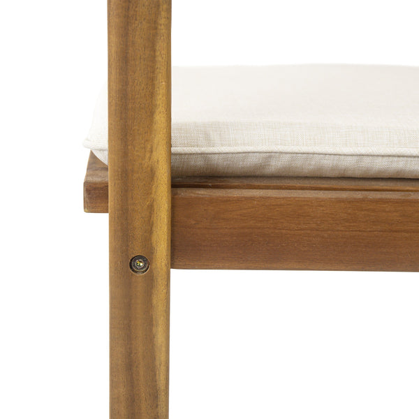 English Elm Christopher Knight Home® - Preston Teak Outdoor Dining Chairs Set of 2 with Beige Cushions, Acacia Wood Frame, Wicker Backrest N775P243309T