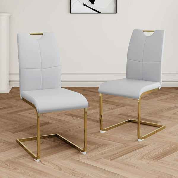 English Elm Modern Faux Leather Dining Side Chairs with Chrome Legs Ergonomic Set of 2 W210127293