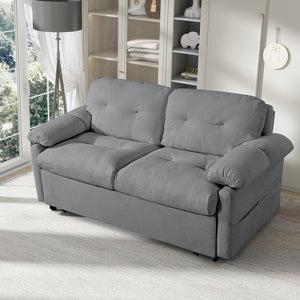 English Elm (old: W3163p269700) Convertible Chenille Sleeper Loveseat with Queen Pullout and Rolling Casters Grey W3163S00101
