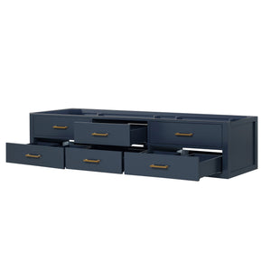 English Elm Blue Midcentury Double Bath Vanity 84" W x 22" D - Wood, Soft-Close Drawers, Fully Assembled B2731P258145