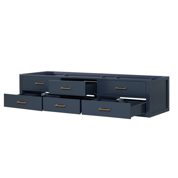 English Elm Blue Midcentury Double Bath Vanity 84" W x 22" D - Wood, Soft-Close Drawers, Fully Assembled B2731P258145