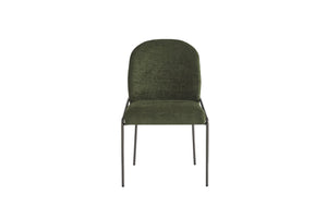 English Elm Modern Curved High Back Dining Chairs with Bronze Iron Frame Linen Upholstery Set of 2 N762P288935F