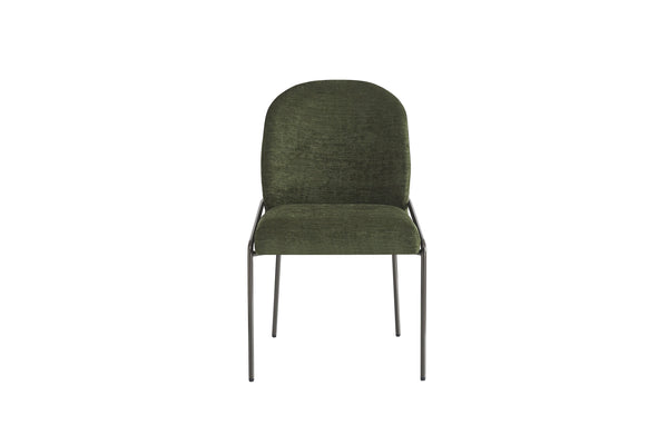 English Elm Modern Curved High Back Dining Chairs with Bronze Iron Frame Linen Upholstery Set of 2 N762P288935F