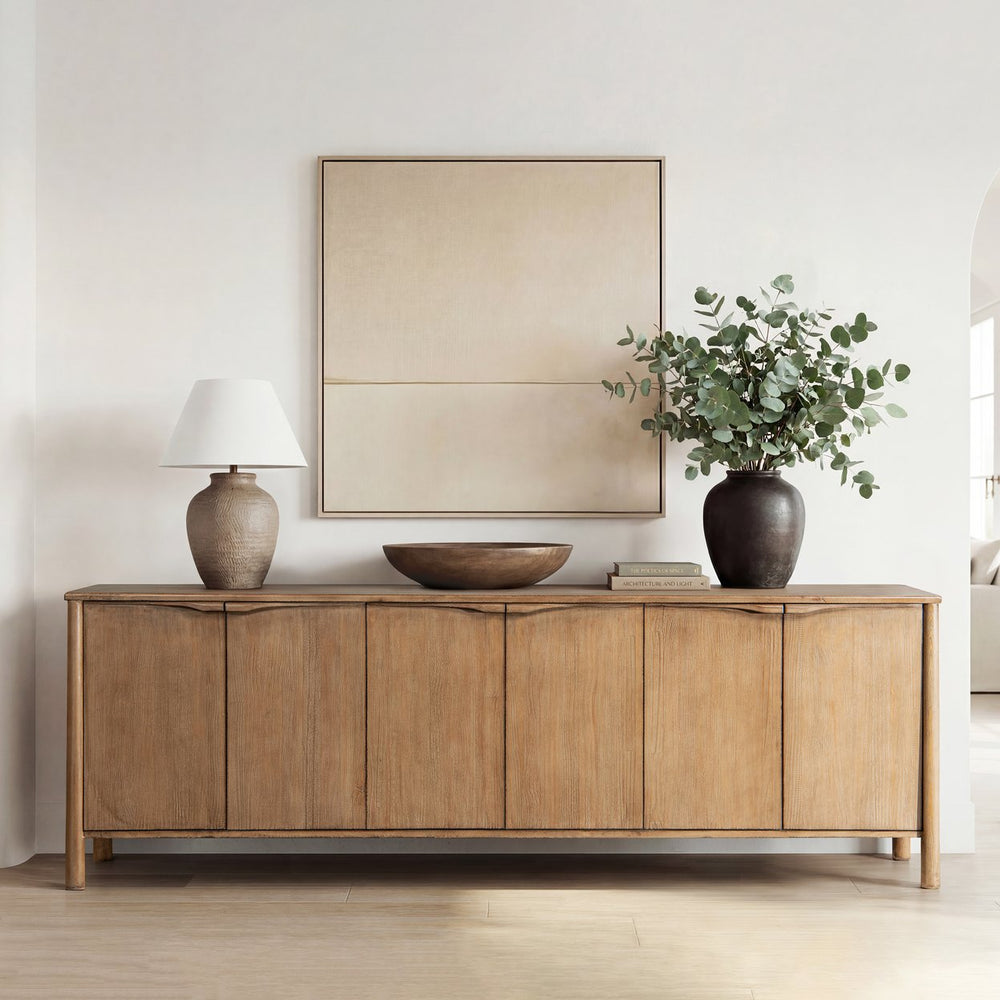 English Elm Nolan Extra Long Reclaimed Pine Six Door Sideboard Rustic Dining Room Storage B2719P489277