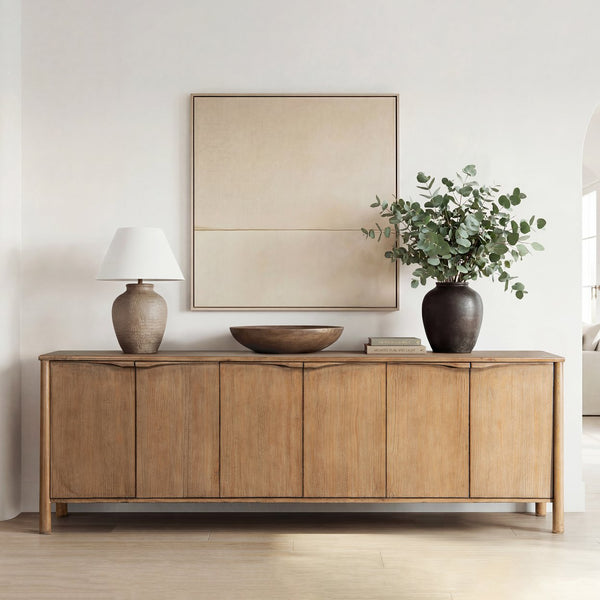 English Elm Nolan Extra Long Reclaimed Pine Six Door Sideboard Rustic Dining Room Storage B2719P489277