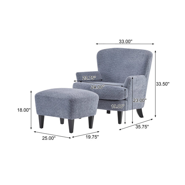English Elm Christopher Knight Home® - Gerald Boucle Upholstered Club Chair with Tapered Birch Legs, Tonal Piping and Cozy Texture Black,Dusty Blue 33 L x 32.75 W x 30 H N776P243523B