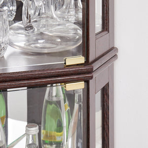 English Elm Corner Curio Cabinet Lighted Glass Display Case with Mirrored Back for Living Room W2275P194428