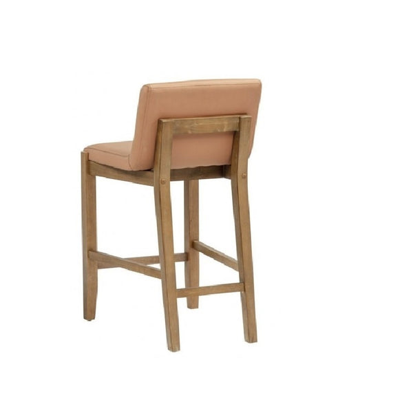 English Elm Solid Wire-brushed Wood Counter Stools Set of 2 with Flax Cushion for Kitchen Island B011P474550