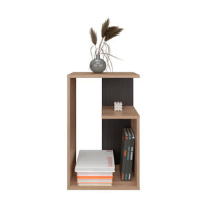 English Elm Side Table 25" H - Modern Minimalist Design With Open Shelves For Versatile Storage Solutions B097P296864-GIGA