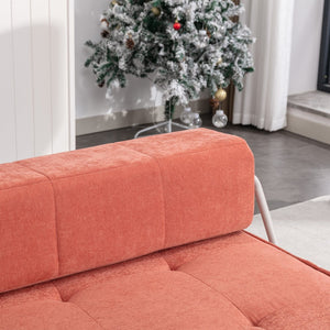 English Elm Green Chenille Floor Sofa Convertible Futon Chair with Modular Sleeping Support Orange W3612P376633