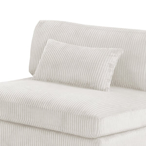 English Elm Bentley Modern Modular Sectional In Cream Corduroy - L-Shaped Comfort & Versatile Design For Living Spaces B009S01574