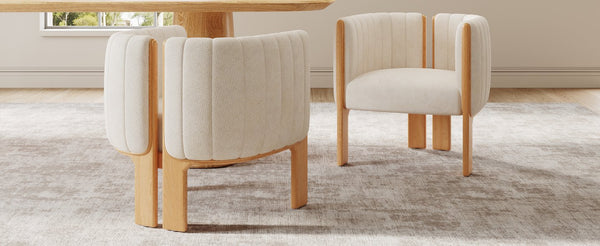 English Elm Christopher Knight Home® - Dining Chairs Set of 2 | Modern Bouclé Upholstered Seating with Rubberwood Frame, Durable 225lb Capacity Beige,Natural N779P341494B