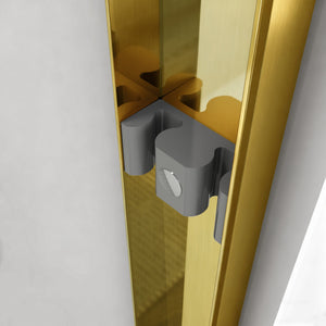 English Elm 44" Semi-frameless Double Sliding Shower Door Brushed Gold Tempered Glass Walk-in W1920P388013