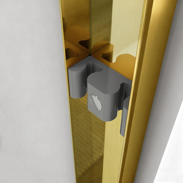 English Elm 44" Semi-frameless Double Sliding Shower Door Brushed Gold Tempered Glass Walk-in W1920P388013