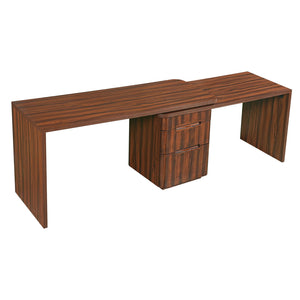 English Elm 90" Rotating L-shape Executive Desk Natural Melamine Mdf Surface Three Drawers Home Office Walnut N751S383638W