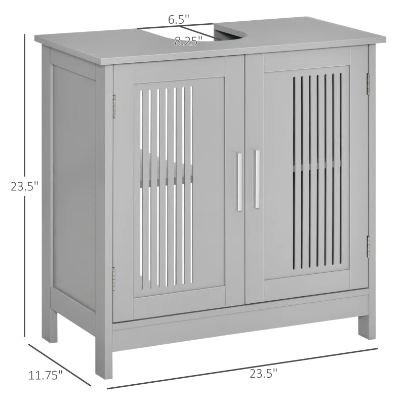 English Elm Practical Pedestal Sink Cabinet with Farmhouse X-door Design and Enclosed Bathroom Storage T3971P470197