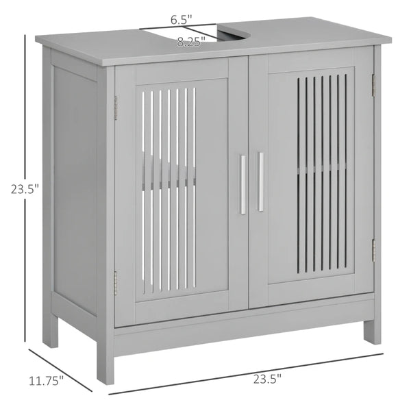 English Elm Practical Pedestal Sink Cabinet with Farmhouse X-door Design and Enclosed Bathroom Storage T3971P470197