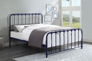 English Elm Metal Bed Bethany Queen Platform with Curved Headboard and Timeless Accent Joints for Stylish Rooms Blue 67.75 L x 38.25 W x 4.5 H B011P265590