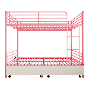 English Elm Bunk Bed Convertible Twin Over Metal Frame with Guardrail for Kids Rooms W3752S00008