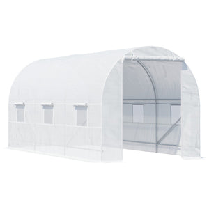 English Elm Outsunny 15' X 7' Walk-In Tunnel Greenhouse - Durable Hot House Kit With 6 Windows & Roll-Up Door! W2225P174450-GIGA