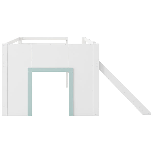 English Elm Full Size Low Loft Bed With Fun Slide, Ample Storage Drawers, And Sturdy Pine Construction - White N7090005003K