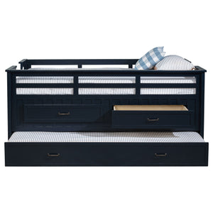 English Elm Starboard Twin Captain Bed with Trundle Storage Drawers and Guardrails for Kids B062S01453