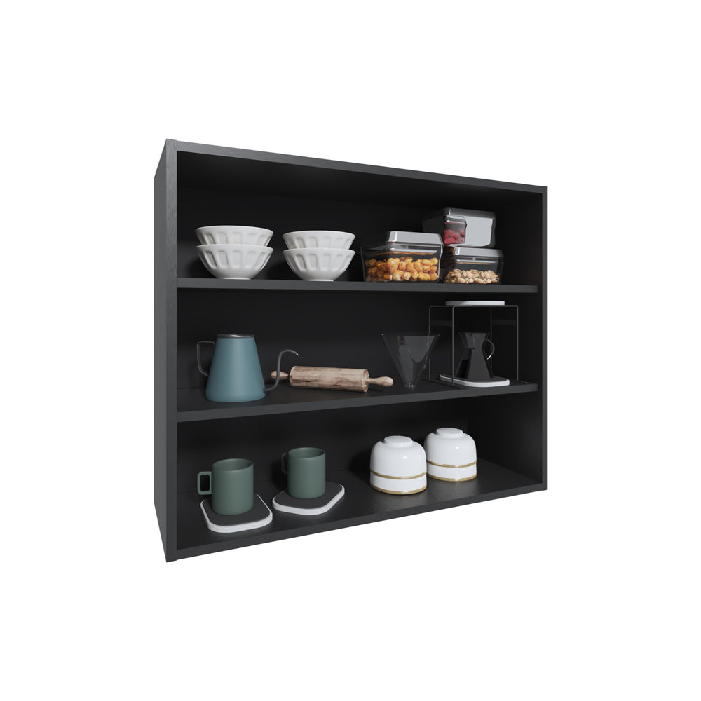 English Elm Wally 36" Wide 3-Tier Open Wall Cabinet with Spacious Shelves, Modern Multi-Room Storage Solution Black 26.6 L x 78 W x 9 H B200P253727
